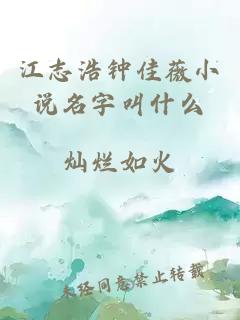 江志浩钟佳薇小说名字叫什么