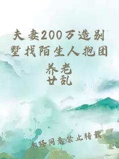 夫妻200万造别墅找陌生人抱团养老